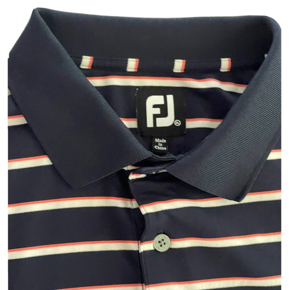 FootJoy FJ Mens XL Golf Polo Shirt Black Striped Short Sleeve Polyester/Spandex‎